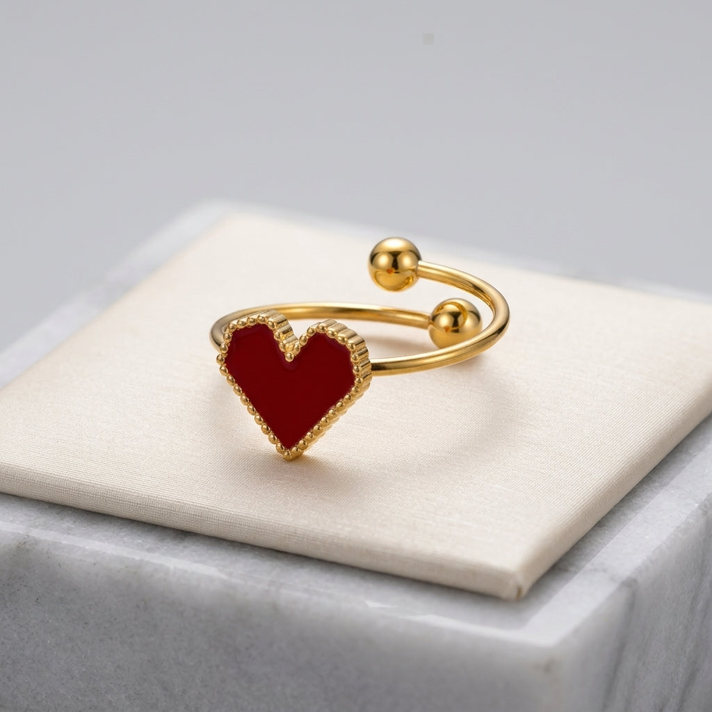 Red Heart Gold-Plated Ring