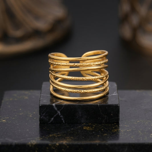 Gold-toned multi-layered statement ring