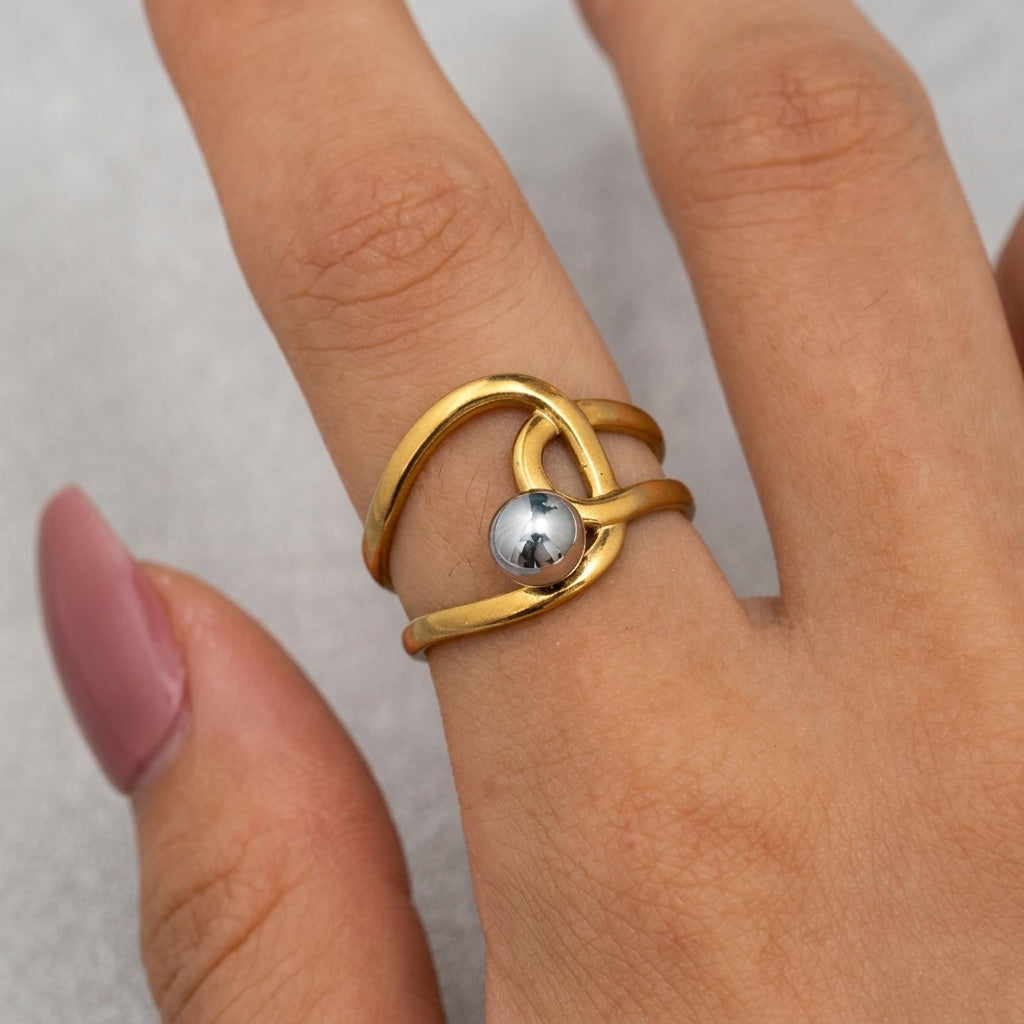 Dual-Tone Intertwined Minimalist Statement Ring