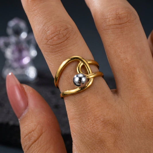 Dual-Tone Intertwined Minimalist Statement Ring