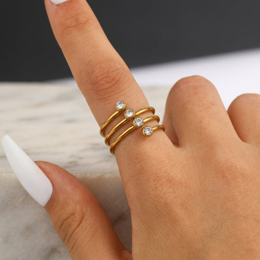 Multi-layer gold-tone spiral ring