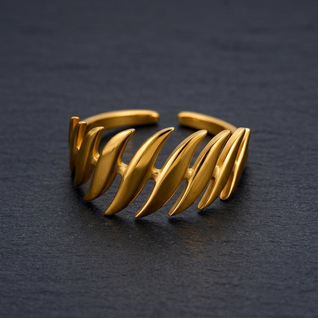 Leaf-Inspired Adjustable Gold Ring