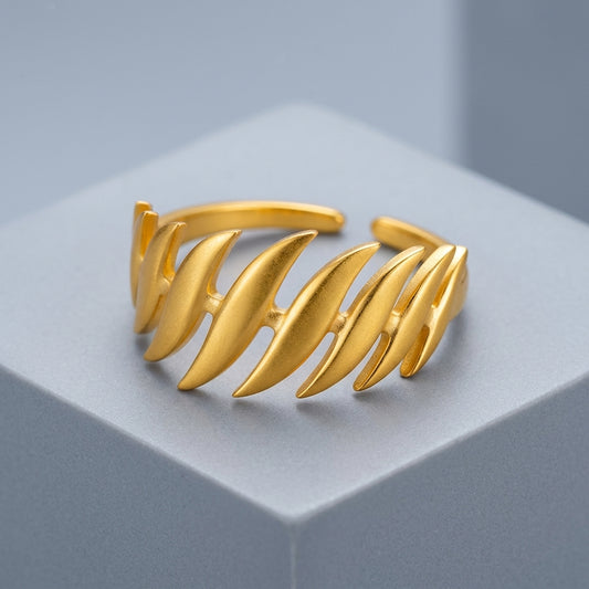 Leaf-Inspired Adjustable Gold Ring