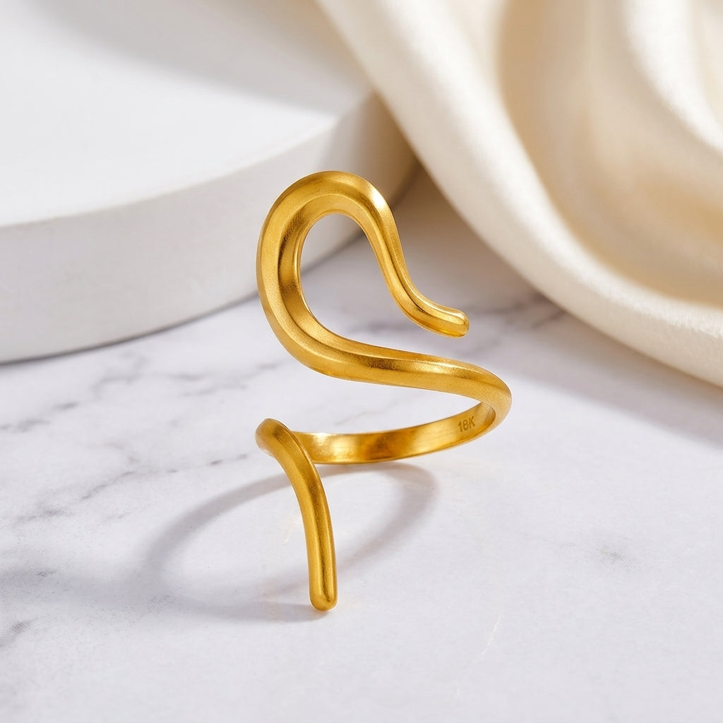 Gold Wave Adjustable Wrap Ring