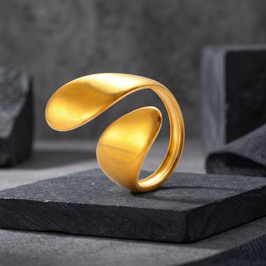 Adjustable Stainless Steel Teardrop Ring.