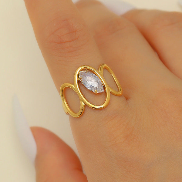 Marquise Cut Gold-Plated Statement Ring