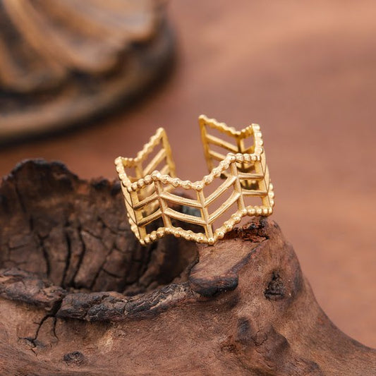 Gold-Tone Geometric Ring