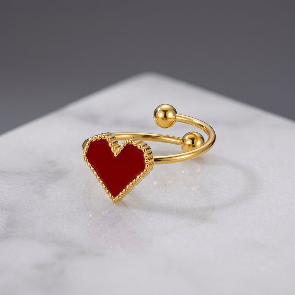 Red Heart Gold-Plated Ring