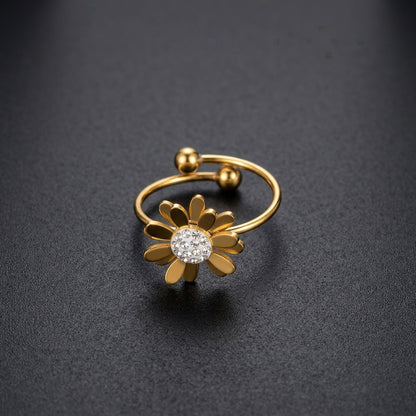 Golden Sunflower Adjustable Ring.
