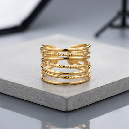 Gold-toned multi-layered statement ring