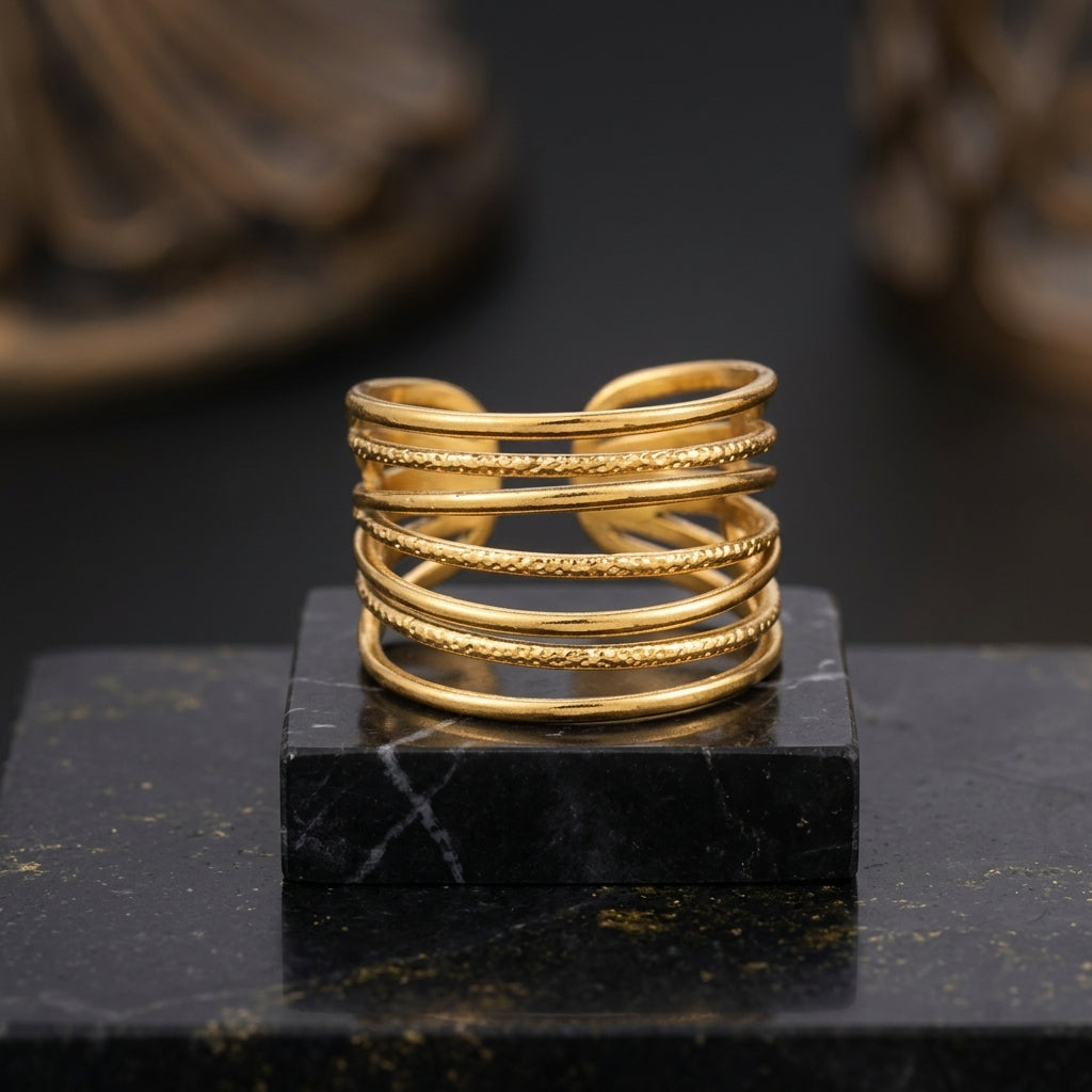 Gold-toned multi-layered statement ring