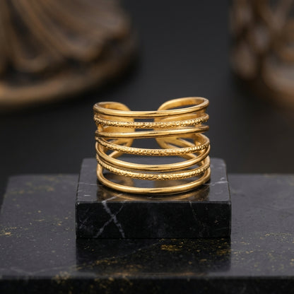 Gold-toned multi-layered statement ring