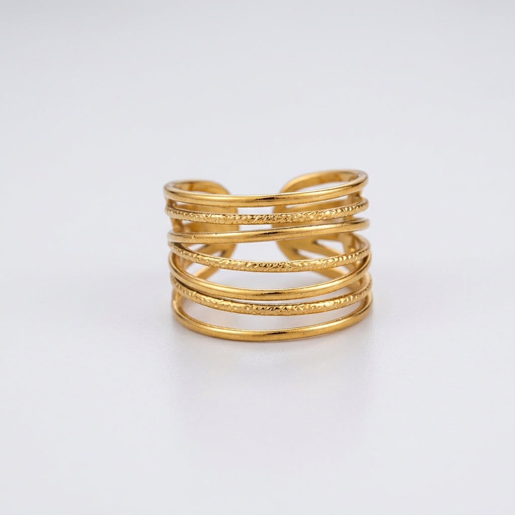 Gold-toned multi-layered statement ring