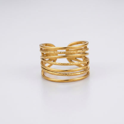 Gold-toned multi-layered statement ring
