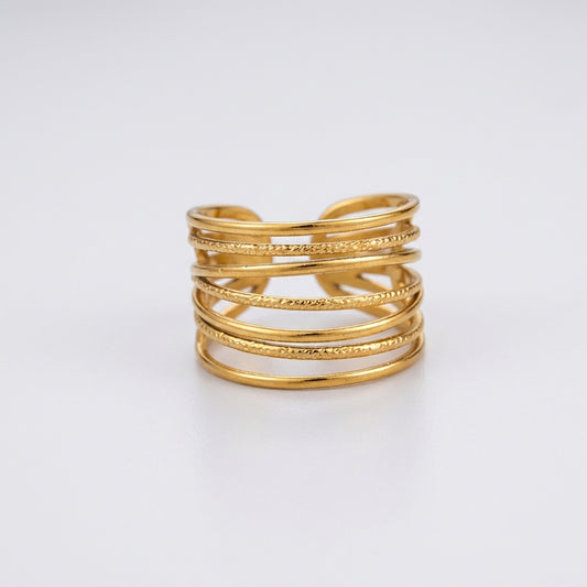 Gold-toned multi-layered statement ring