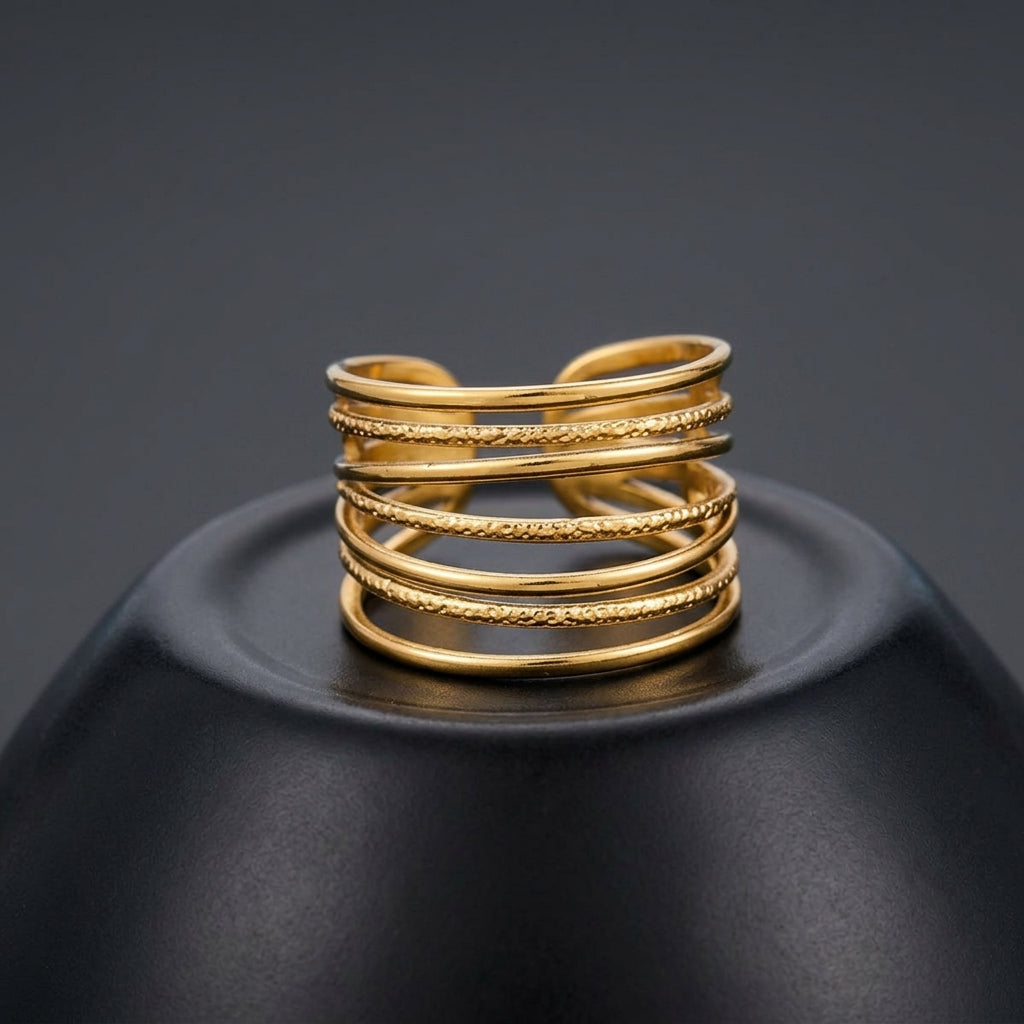 Gold-toned multi-layered statement ring