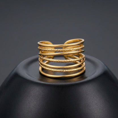 Gold-toned multi-layered statement ring