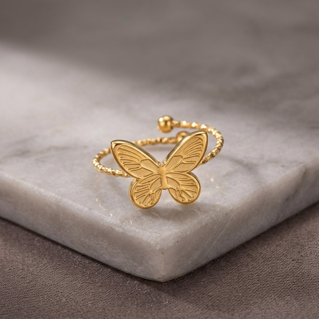 Golden Butterfly Adjustable Ring.