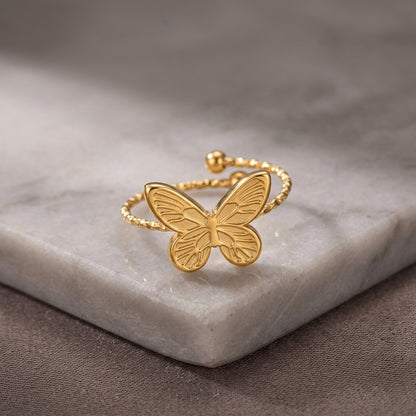 Golden Butterfly Adjustable Ring.