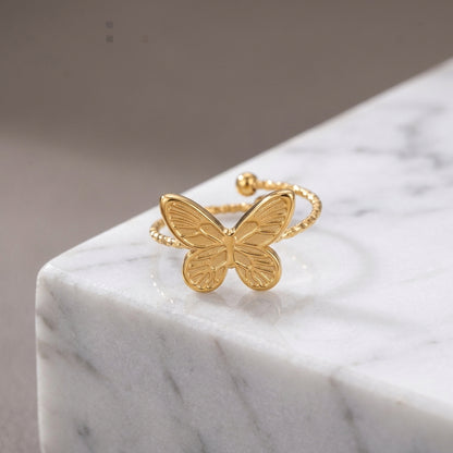 Golden Butterfly Adjustable Ring.