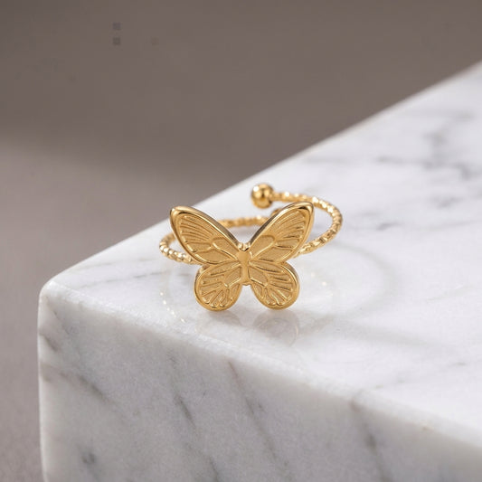 Golden Butterfly Adjustable Ring.