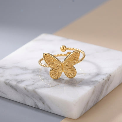 Golden Butterfly Adjustable Ring.