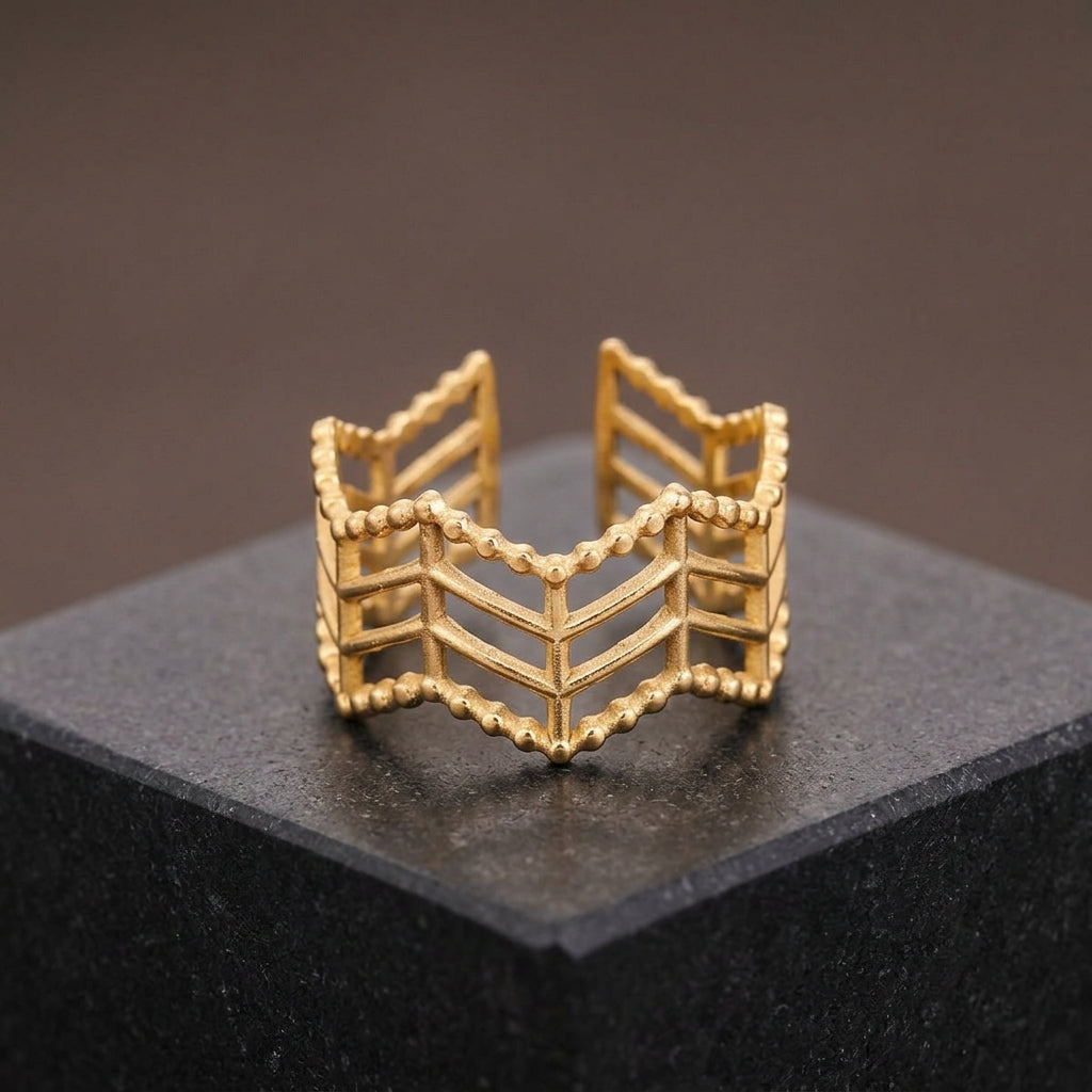 Gold-Tone Geometric Ring