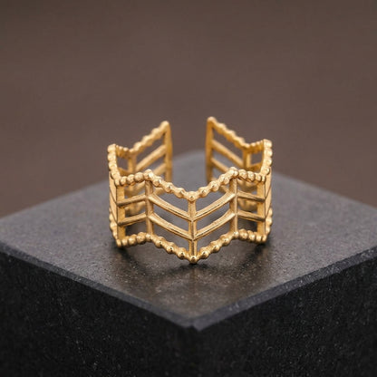 Gold-Tone Geometric Ring