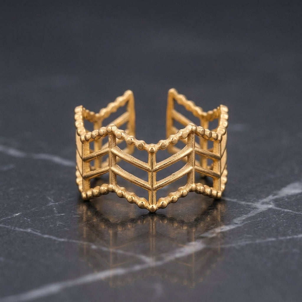Gold-Tone Geometric Ring