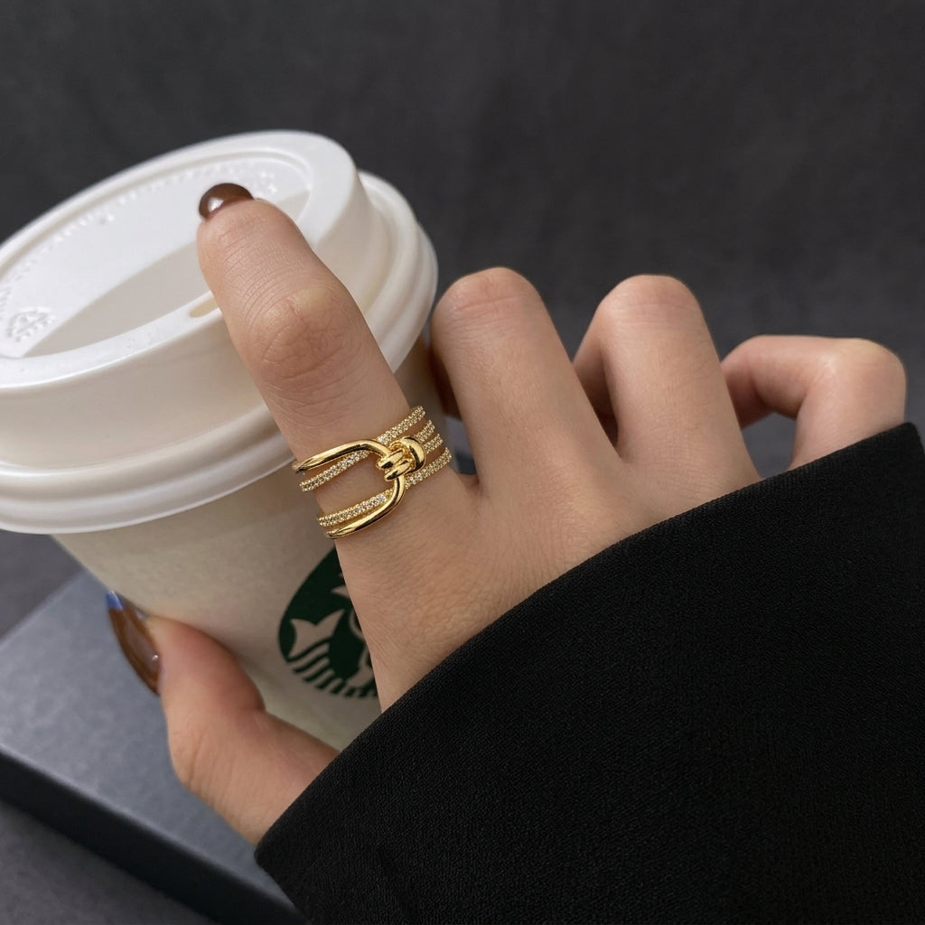 Captivating Gold-Tone Intertwined Statement Ring