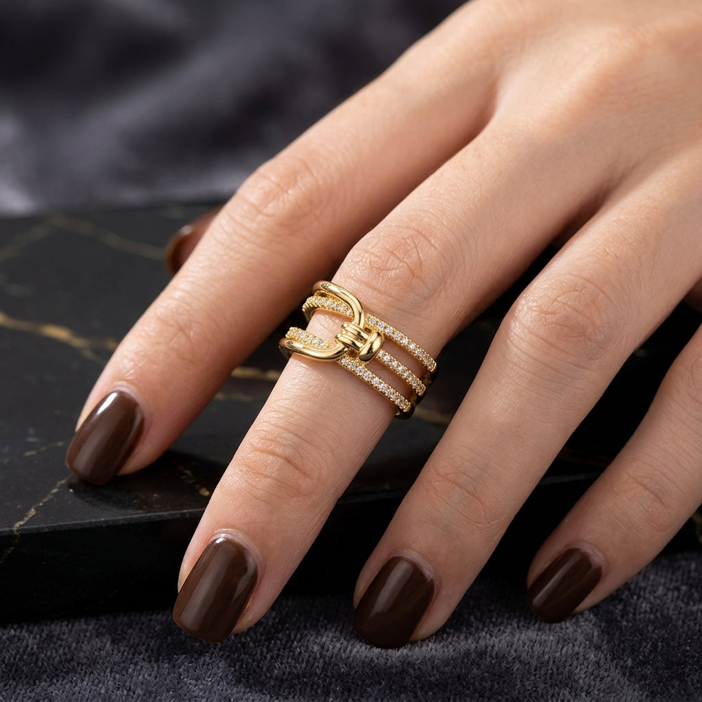 Captivating Gold-Tone Intertwined Statement Ring