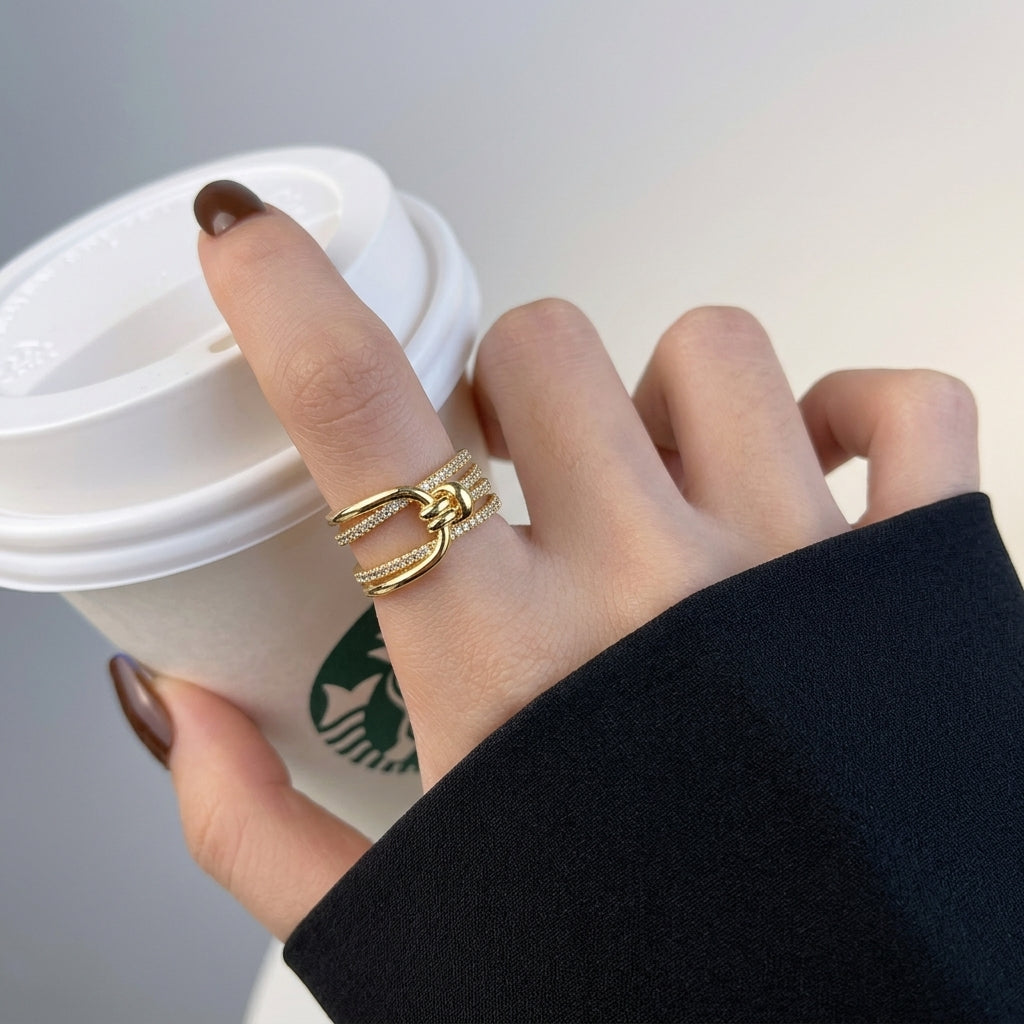 Captivating Gold-Tone Intertwined Statement Ring