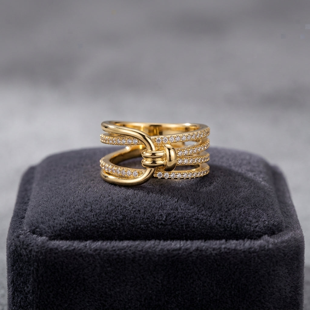 Captivating Gold-Tone Intertwined Statement Ring