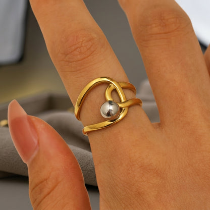 Dual-Tone Intertwined Minimalist Statement Ring