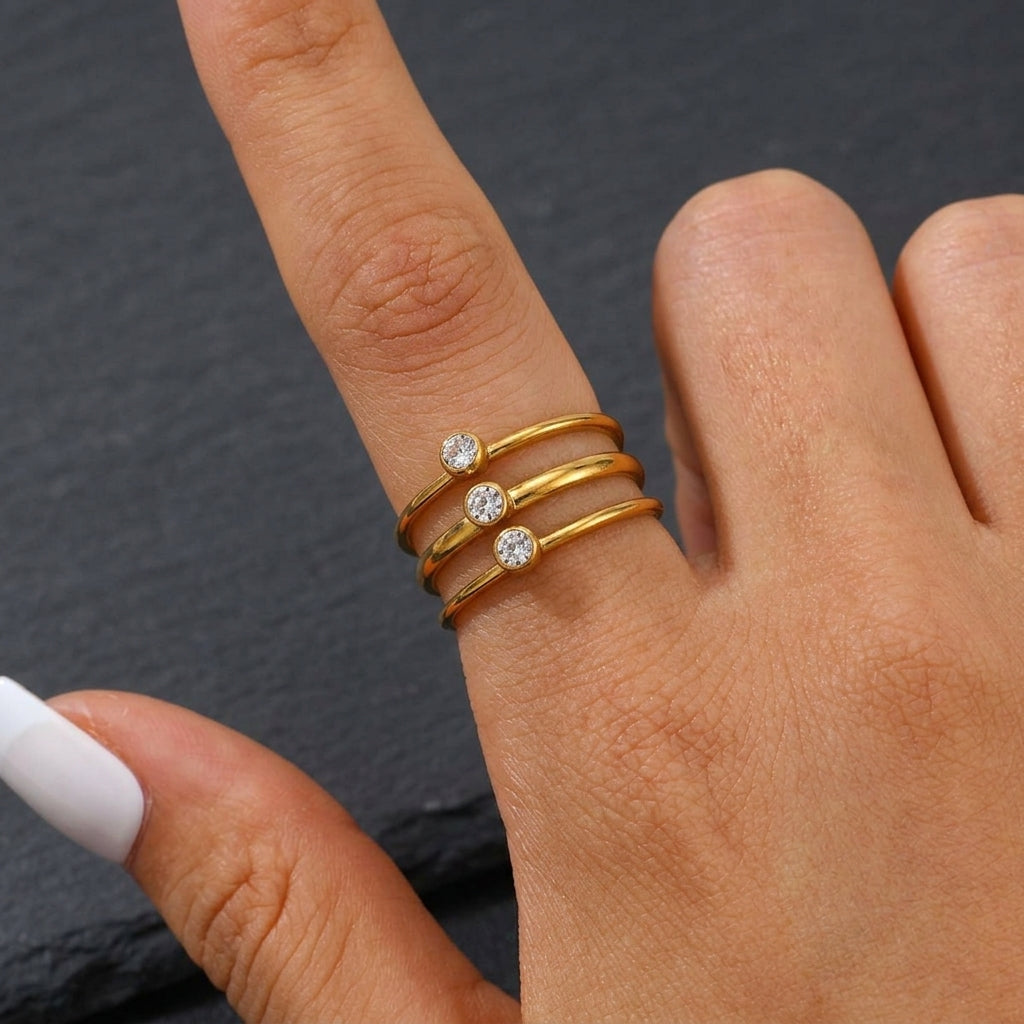 Triple-Layer Crystal Band Ring.