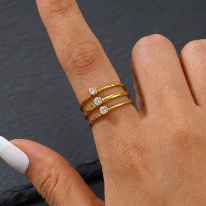 Triple-Layer Crystal Band Ring.