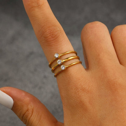 Triple-Layer Crystal Band Ring.
