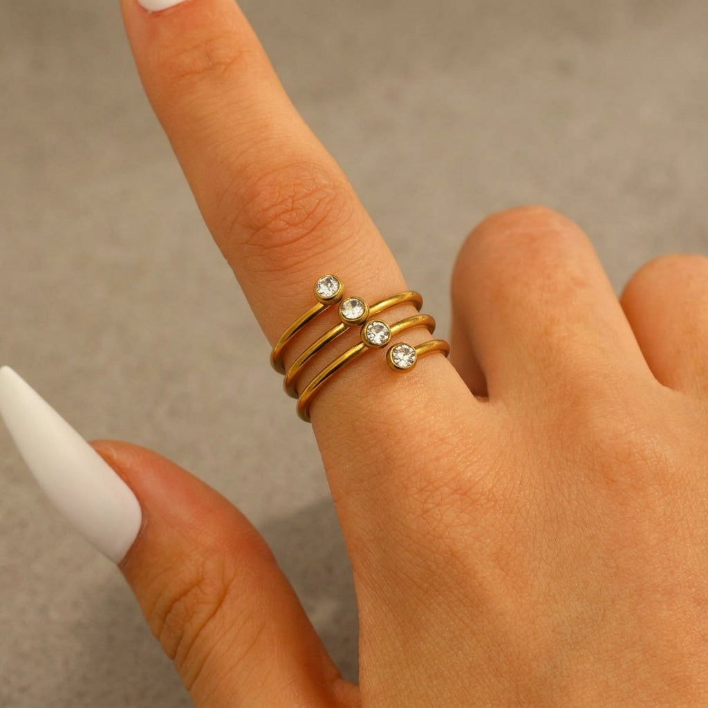 Multi-layer gold-tone spiral ring