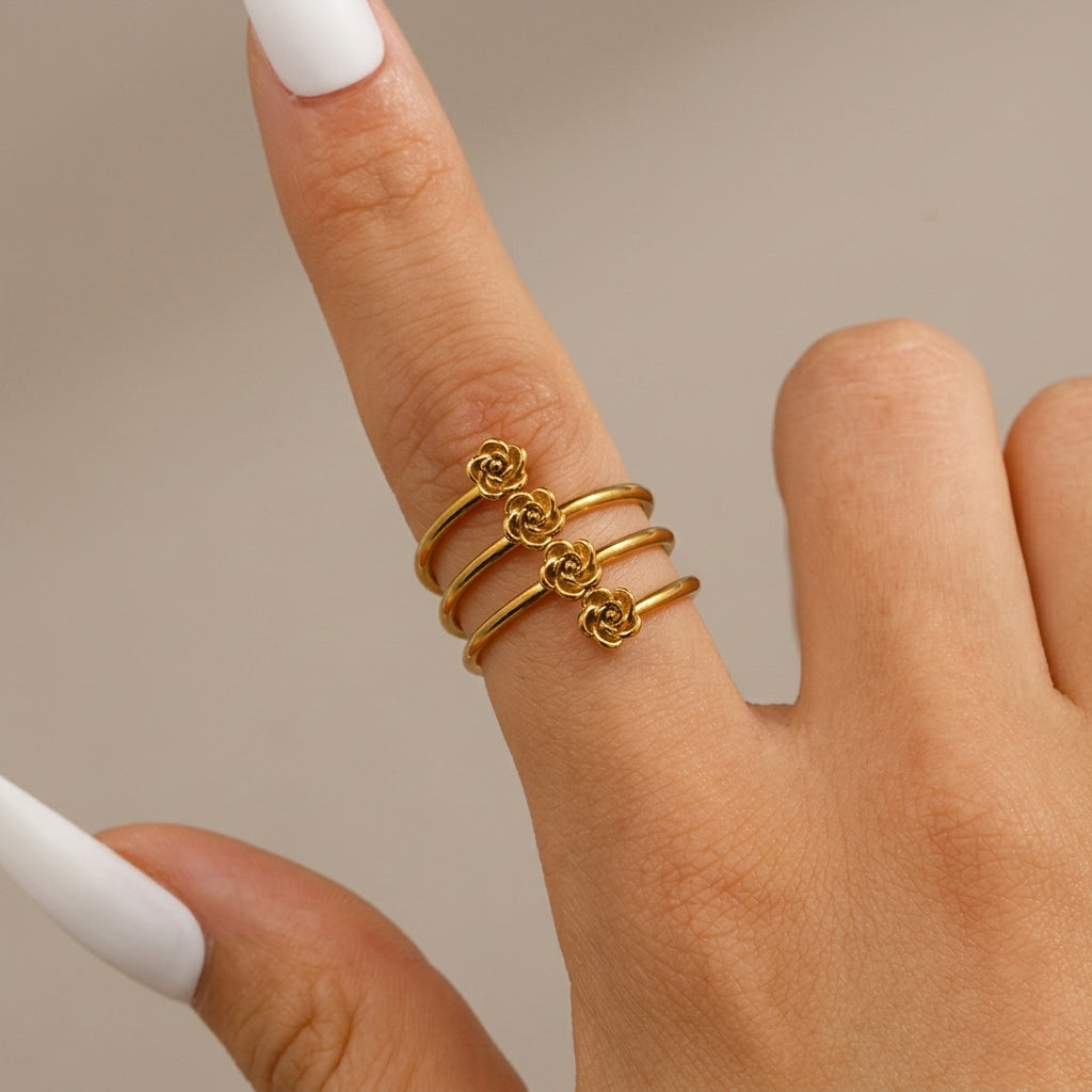 Gold-Plated Spiral Rose Ring
