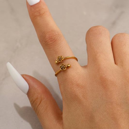 Gold-Toned Dual Rose Adjustable Ring