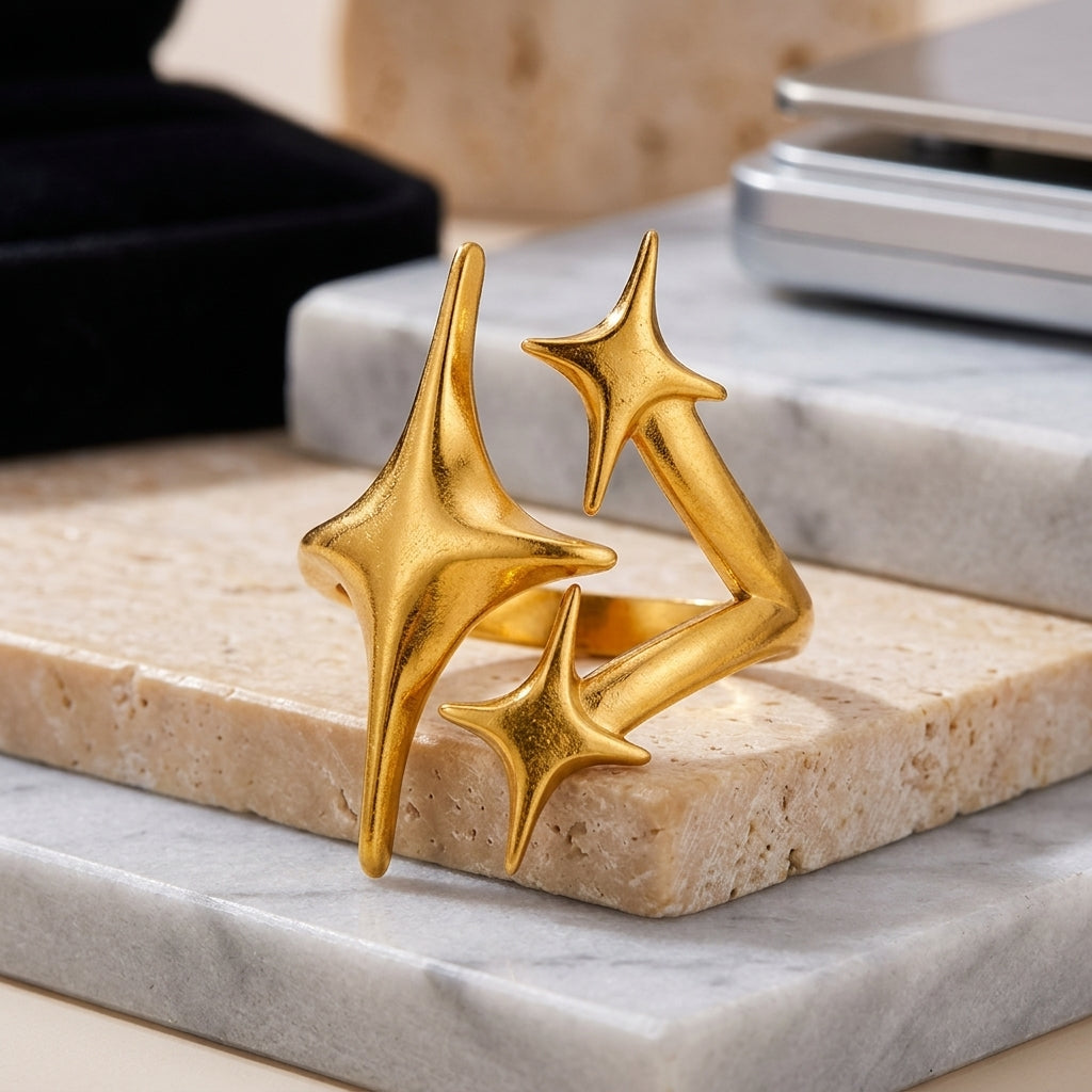 North Star Adjustable Gold Statement Ring.