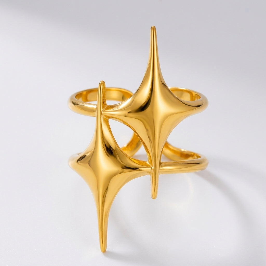 Dual Starburst Statement Ring