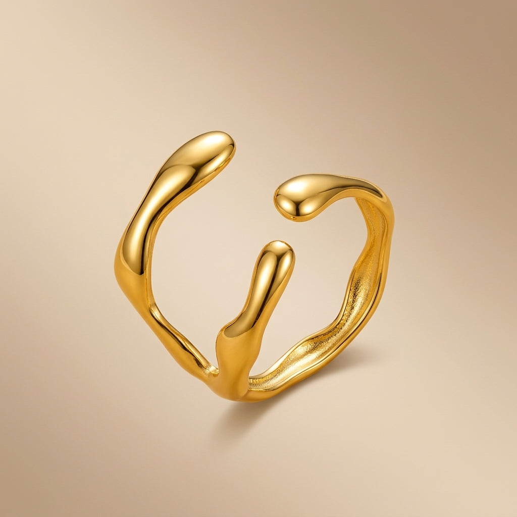 Gold-Plated Irregular Open Adjustable Ring