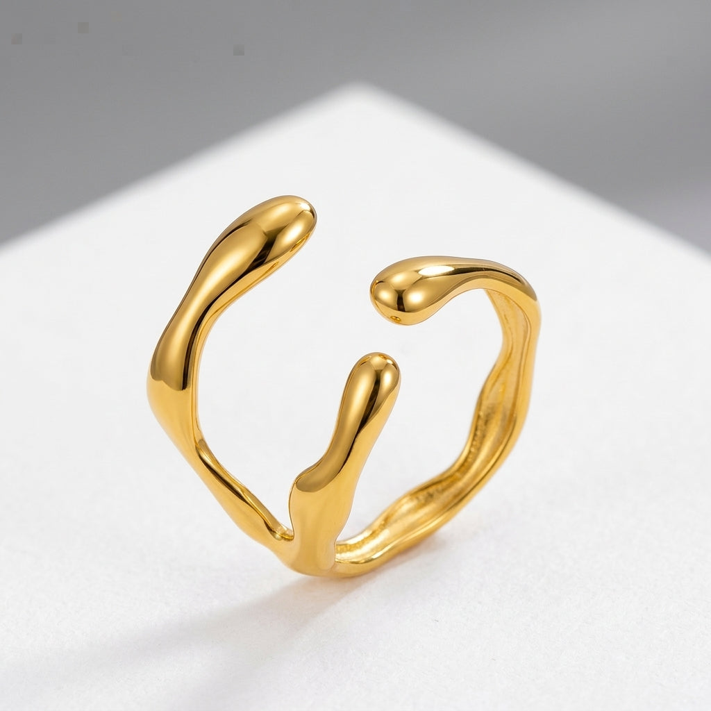 Gold-Plated Irregular Open Adjustable Ring