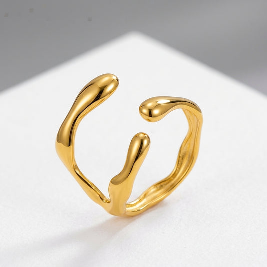 Gold-Plated Irregular Open Adjustable Ring