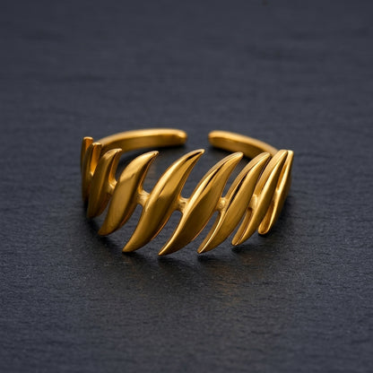 Leaf-Inspired Adjustable Gold Ring