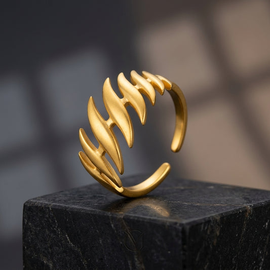Leaf-Inspired Adjustable Gold Ring