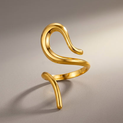 Gold Wave Adjustable Wrap Ring
