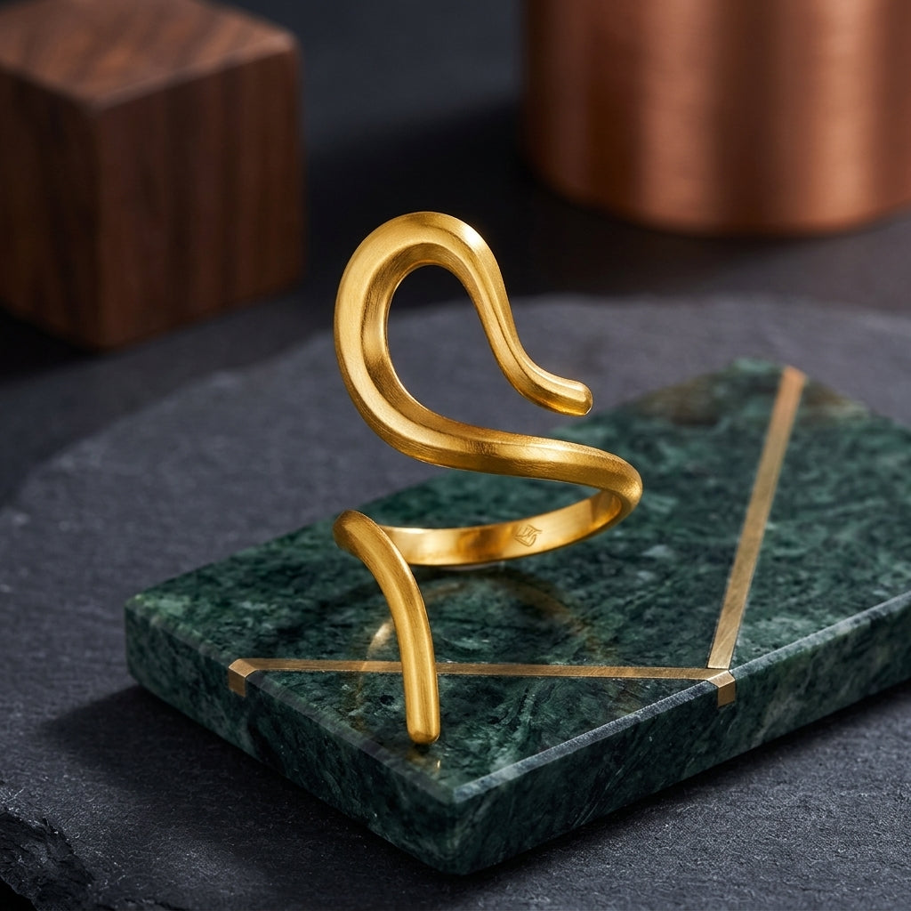 Gold Wave Adjustable Wrap Ring