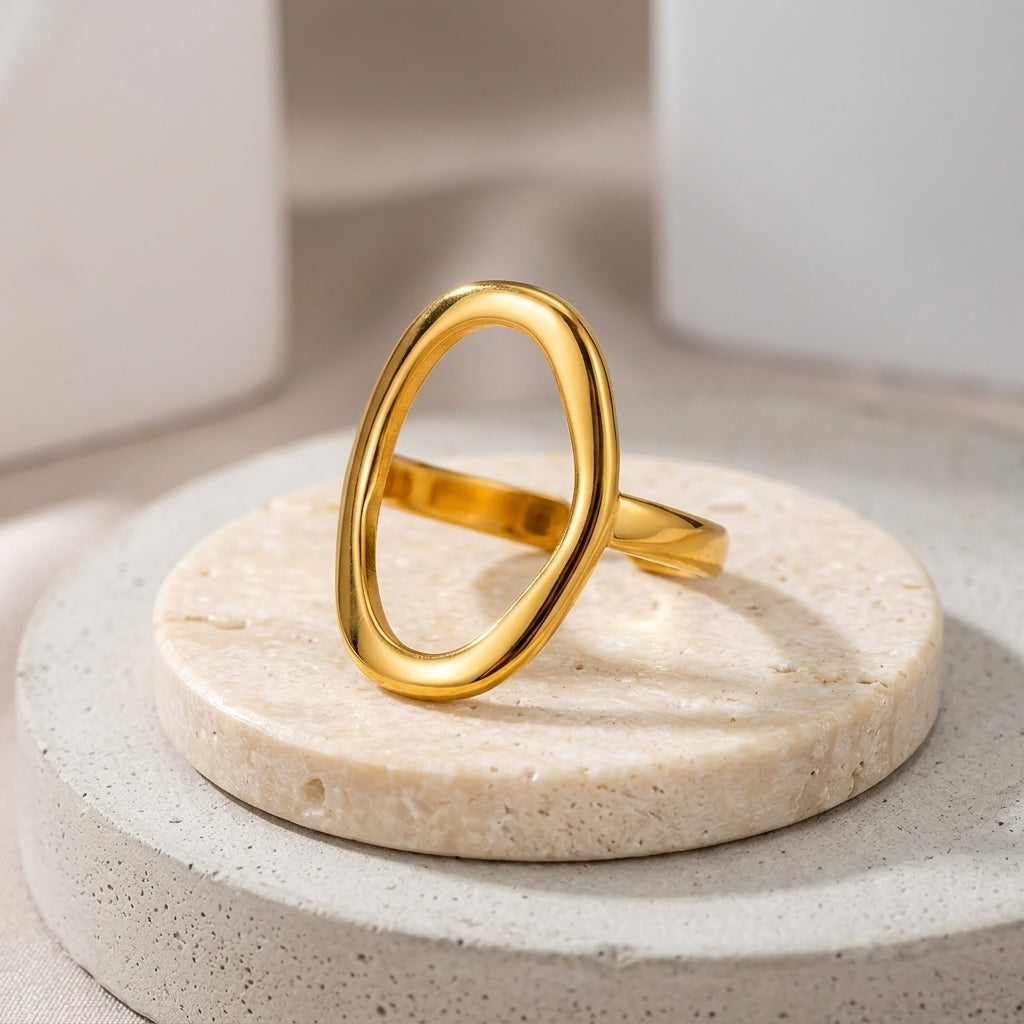 Hollow Oval Adjustable Ring.